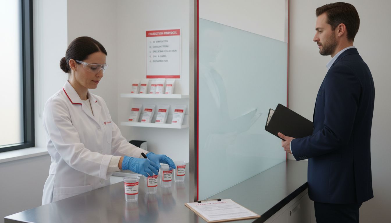 Technician preparing documented specimen collection