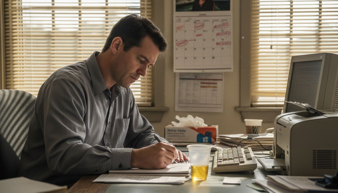 HR supervisor documents drug test results at desk