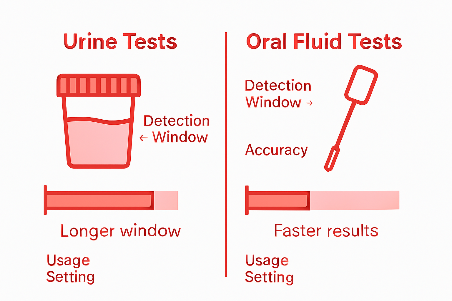 Urine and saliva drug test comparison infographic