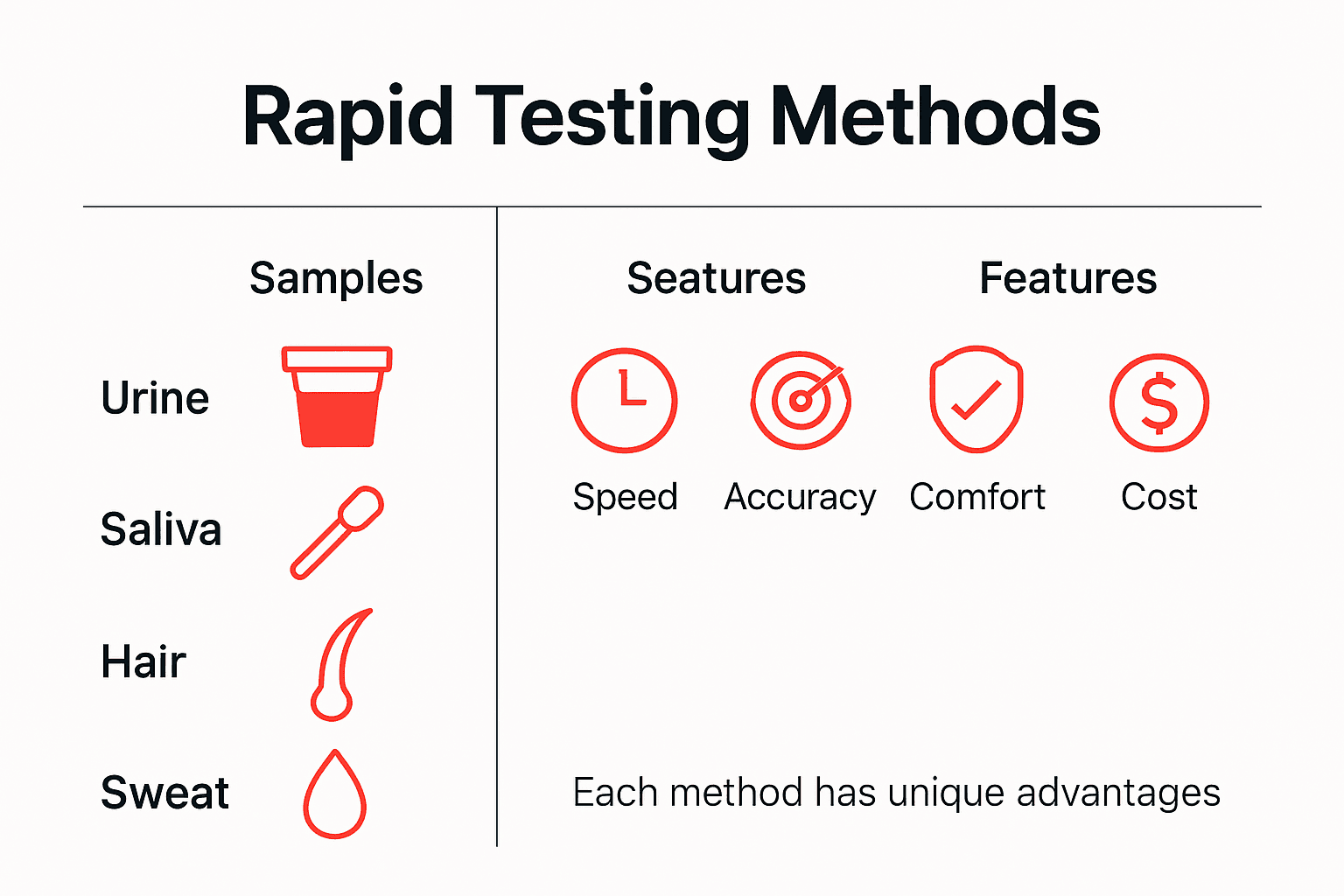 Infographic comparing rapid drug testing methods