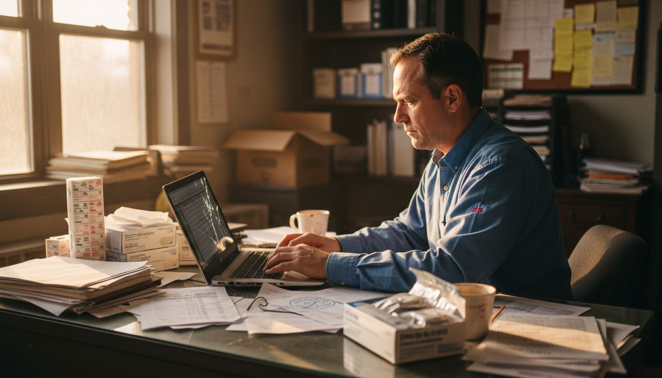 Administrator reviewing bulk test kit costs