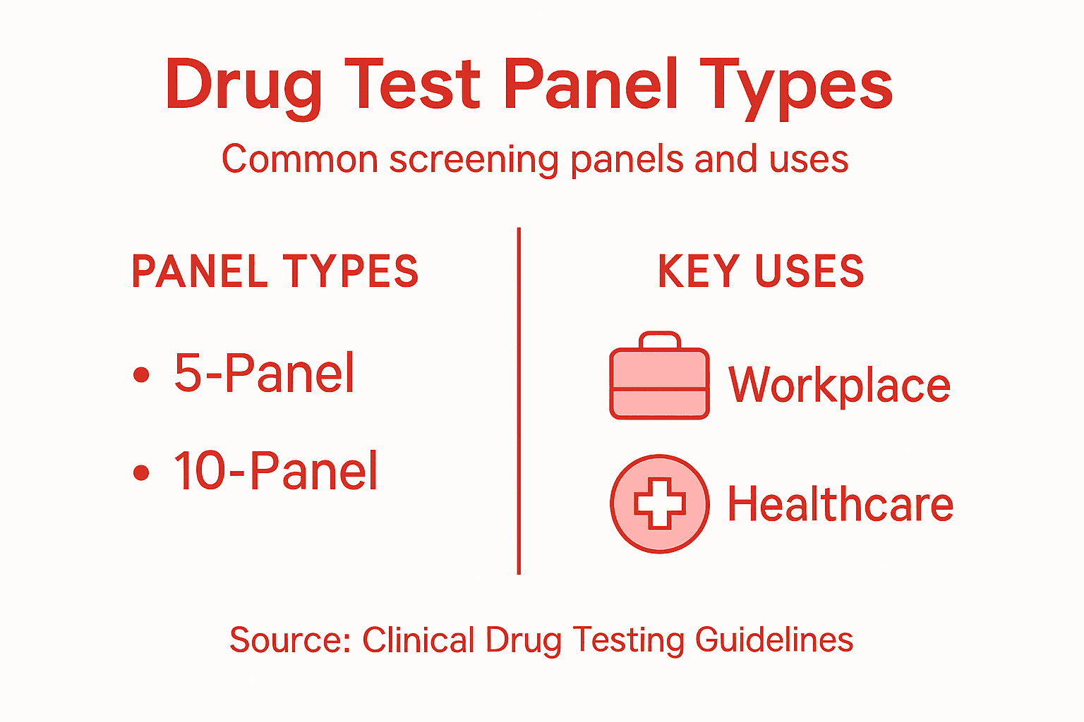 Infographic shows types and uses for drug test panels
