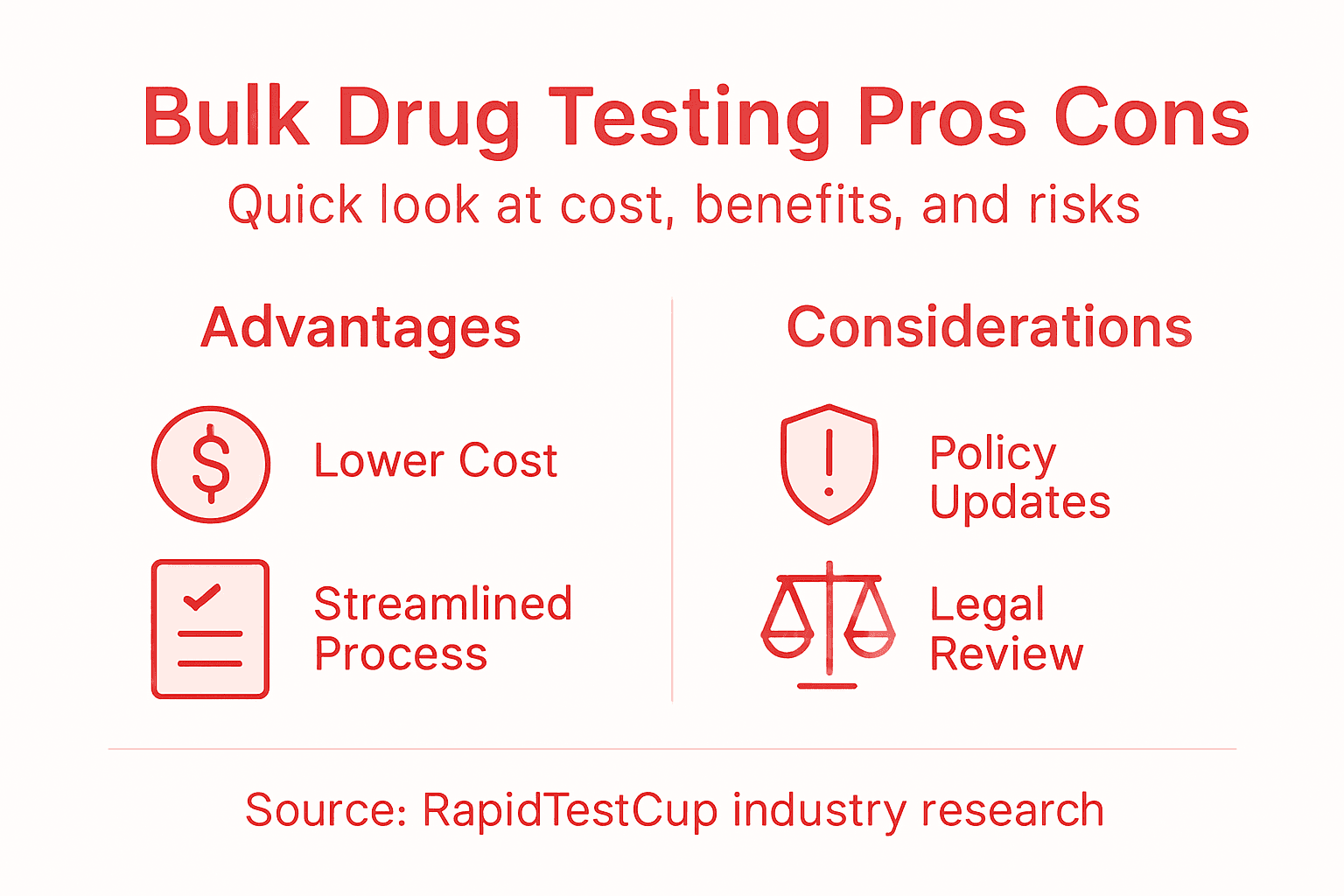 Bulk drug testing pros and cons infographic