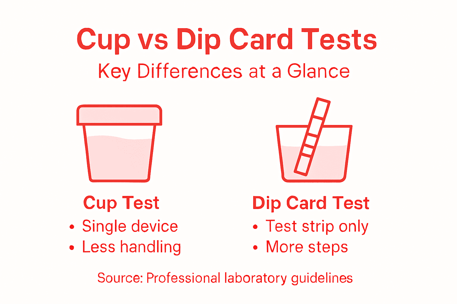 Infographic comparing cup and dip card drug tests