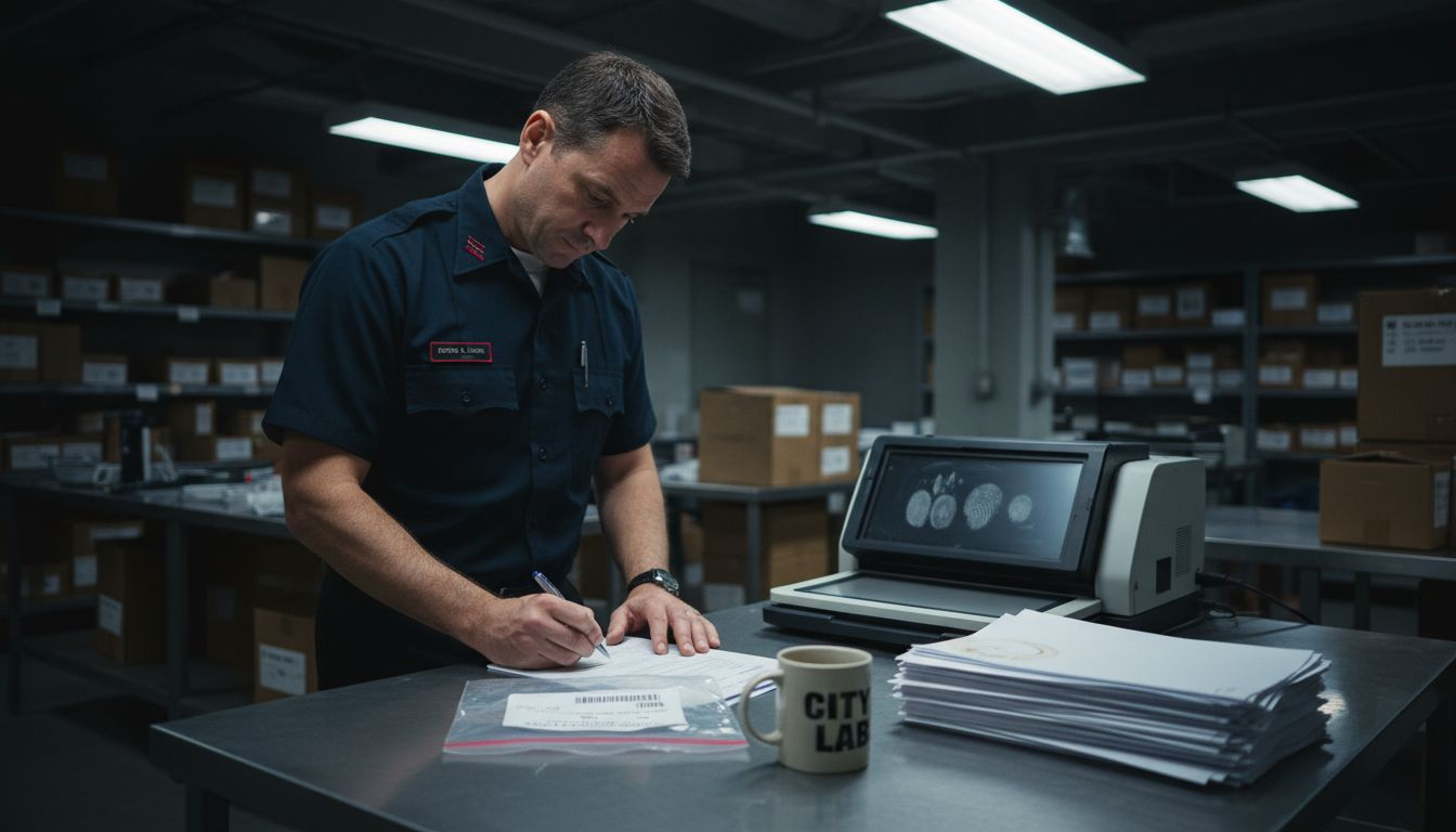Technician documenting chain of custody process