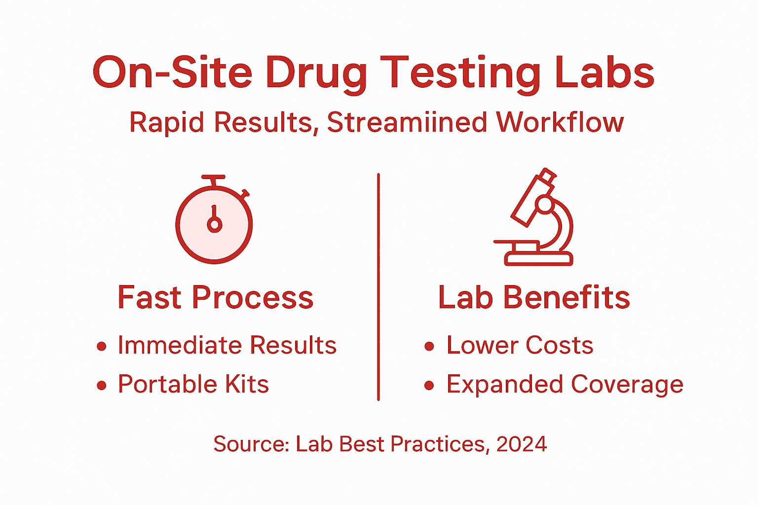 Infographic on lab benefits of on-site drug testing