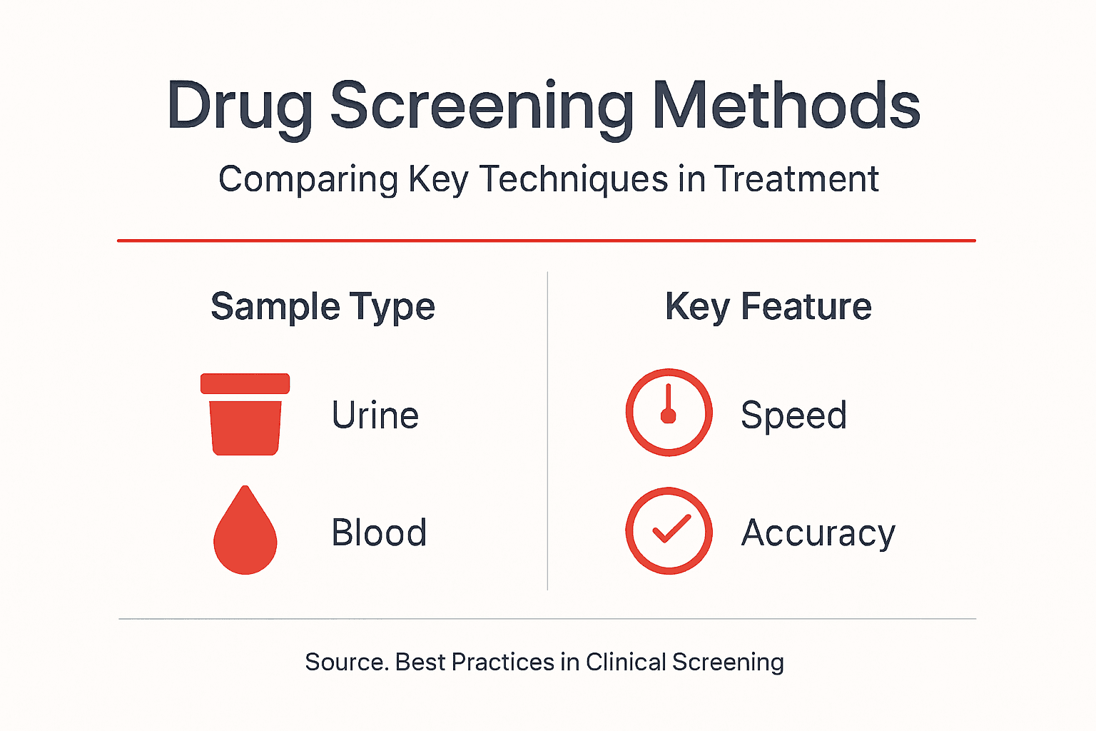 Infographic comparing drug screening methods