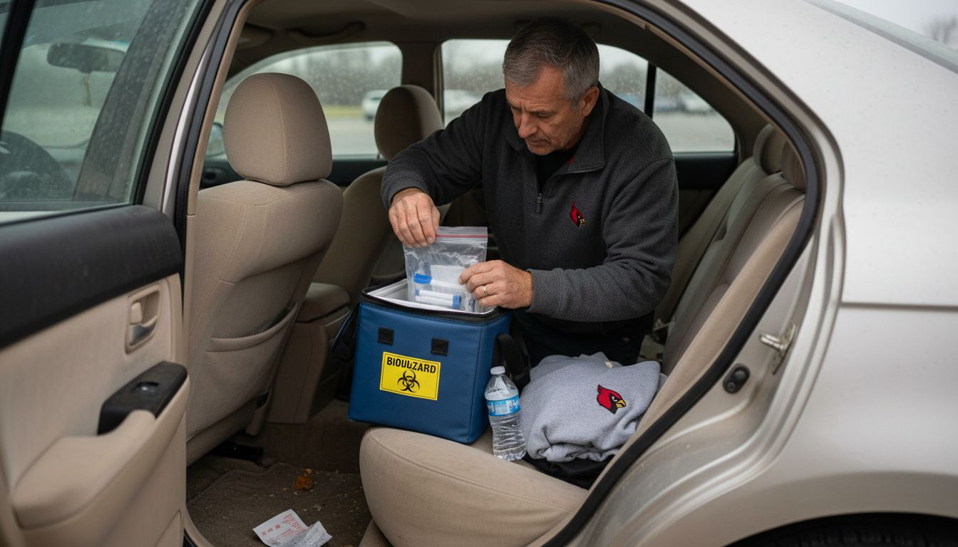 Courier stores specimen for safe transport