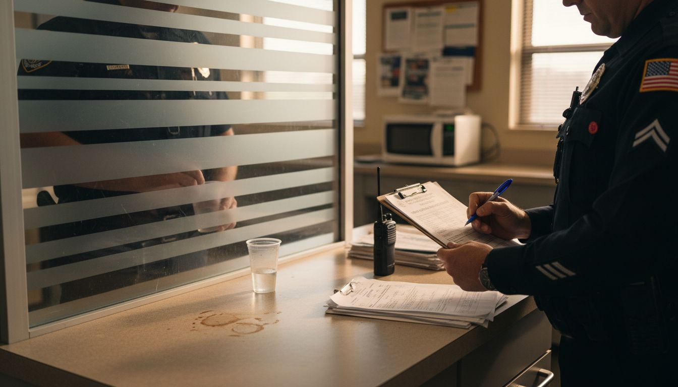 Police officers conduct routine drug screening