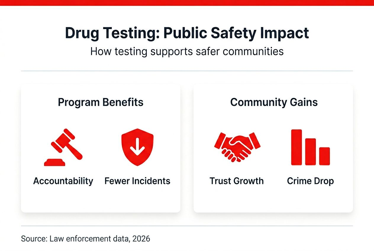 Infographic showing public safety impact of drug testing