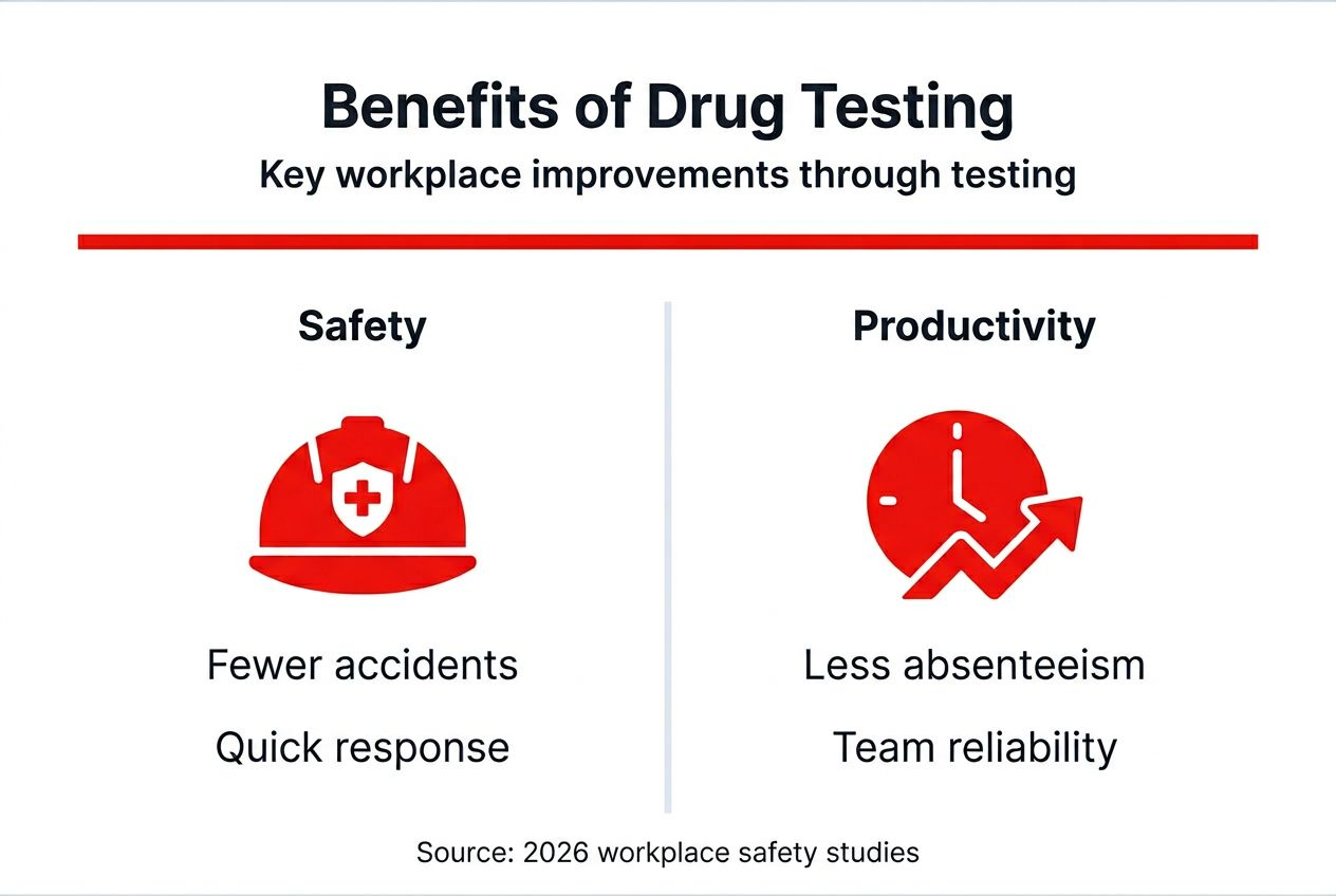 Infographic with drug testing policy benefits