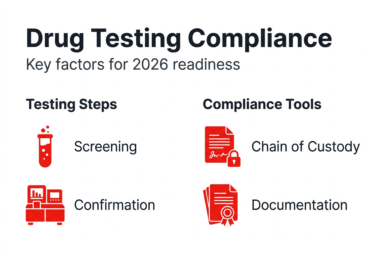 Infographic visualizing drug testing compliance overview