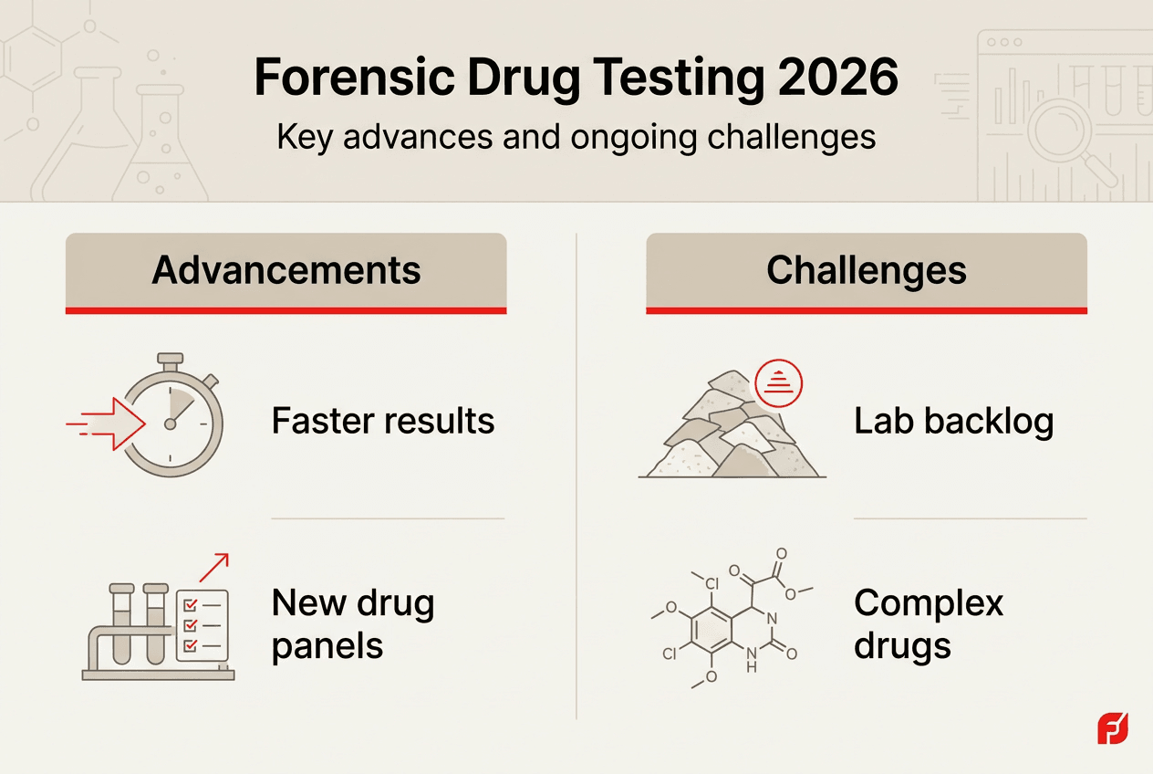 Infographic with testing advances and challenges