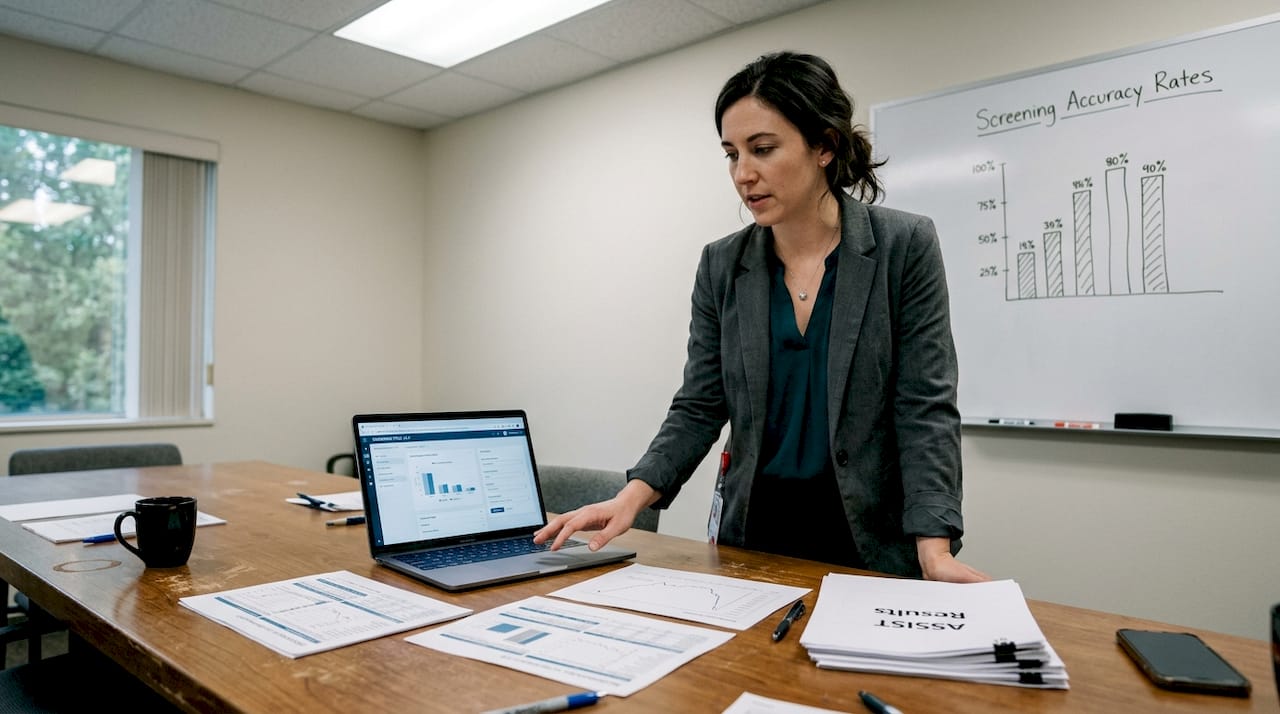 Coordinator reviews substance abuse screening results