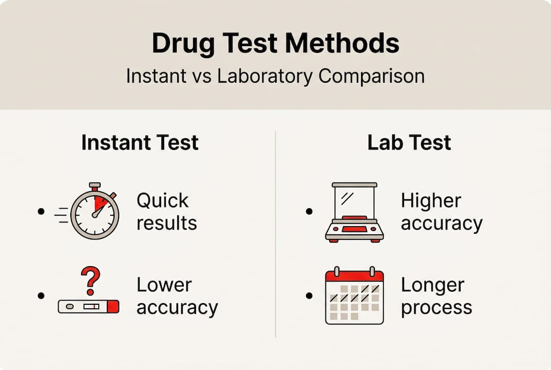 Infographic comparison of instant and lab drug tests