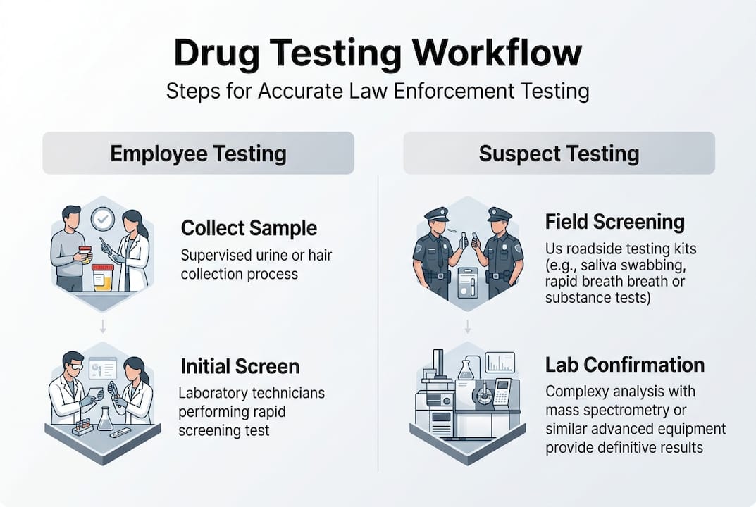 Infographic showing main drug testing workflow
