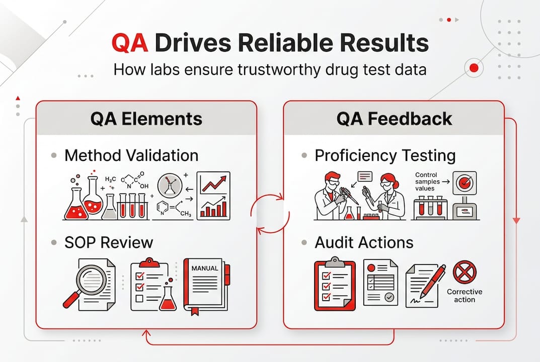 Infographic showing QA feedback loop for lab testing