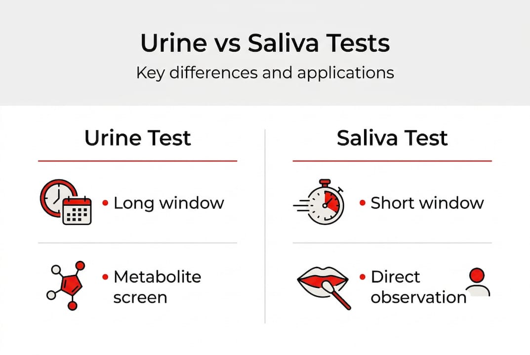 Infographic comparing urine and saliva tests