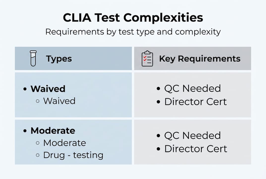 Infographic comparing CLIA complexity levels