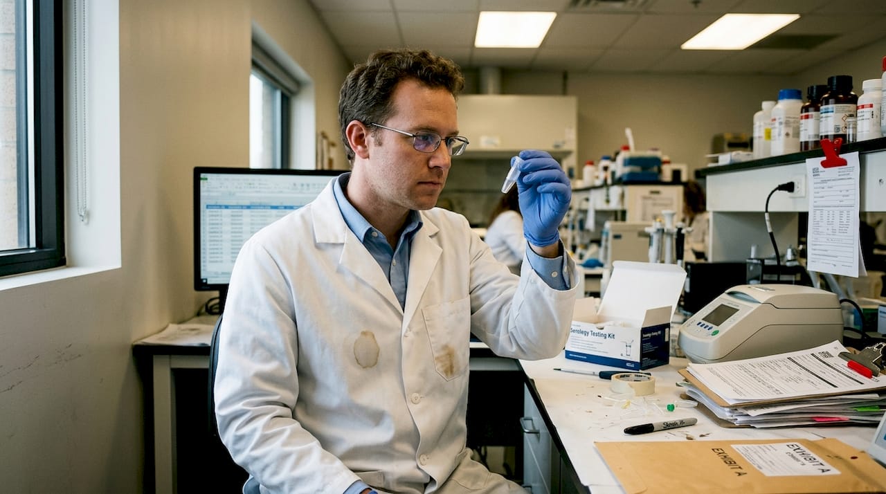 Forensic analyst working DNA sample process