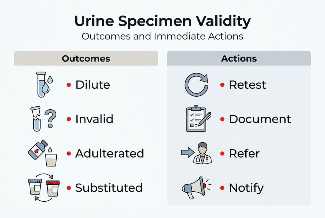 Infographic of specimen validity outcomes and actions