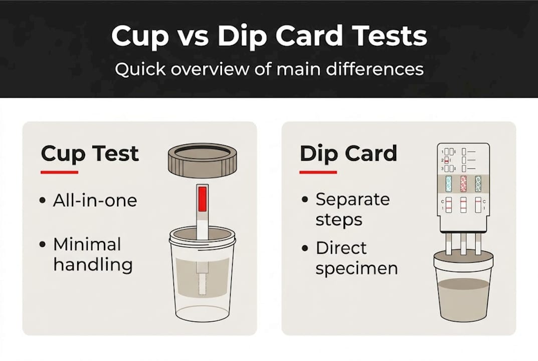Infographic showing cup versus dip card differences