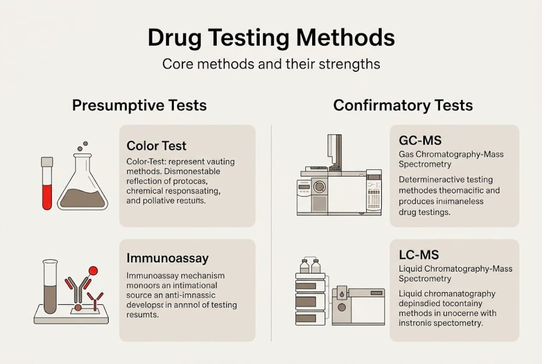 Infographic shows drug testing methods and strengths