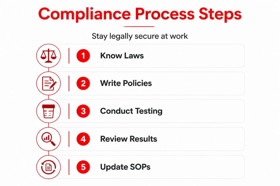 Infographic showing drug testing compliance steps
