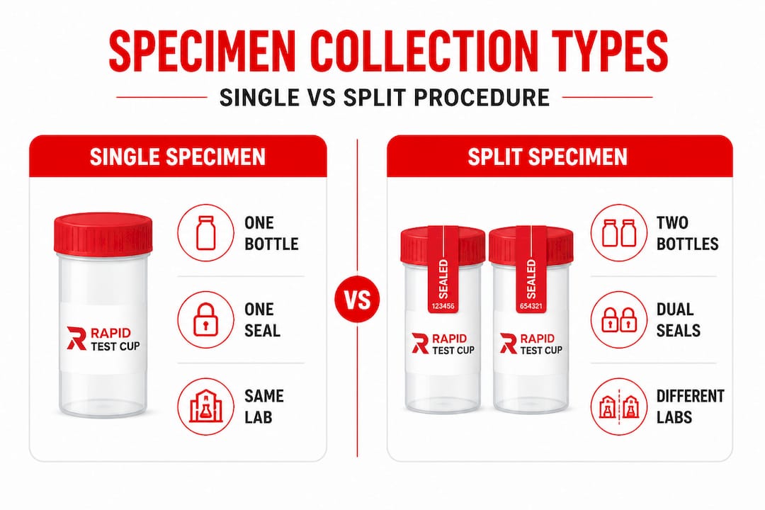 Infographic comparing single and split specimen methods