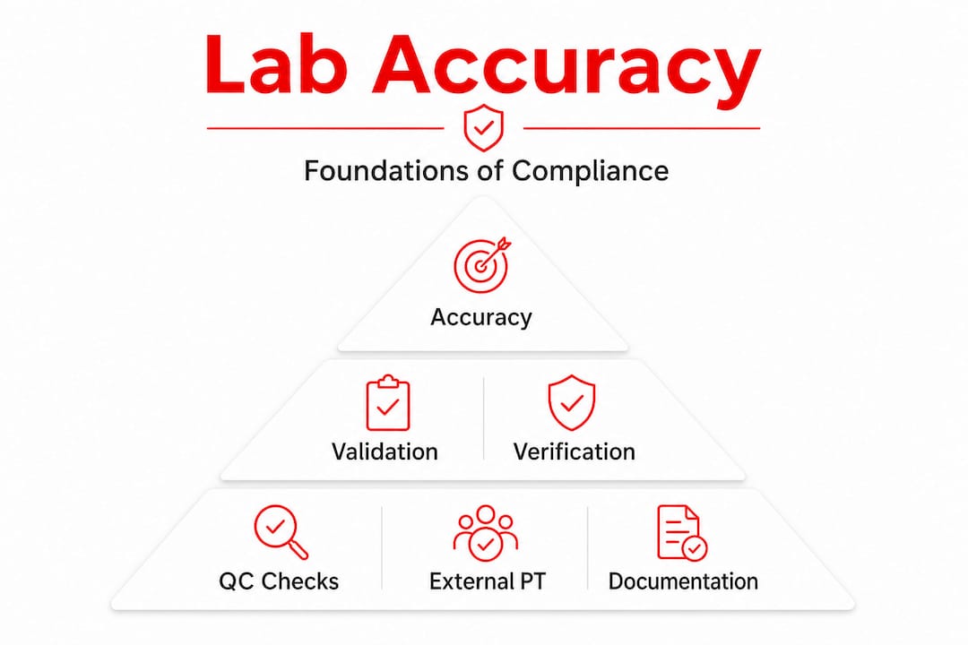 Infographic showing lab accuracy compliance pyramid