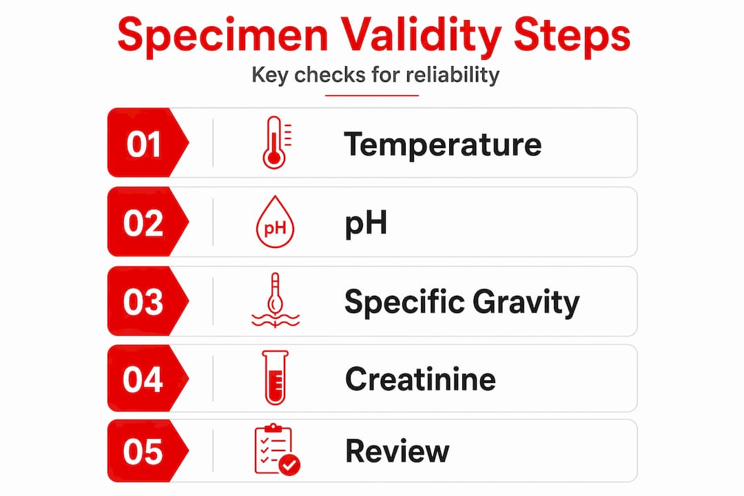 Infographic shows five steps for specimen validity