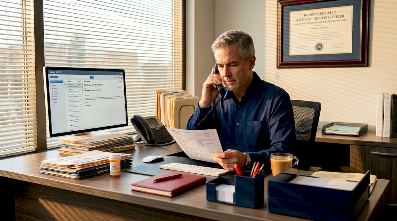 Medical Review Officer verifies prescription by phone