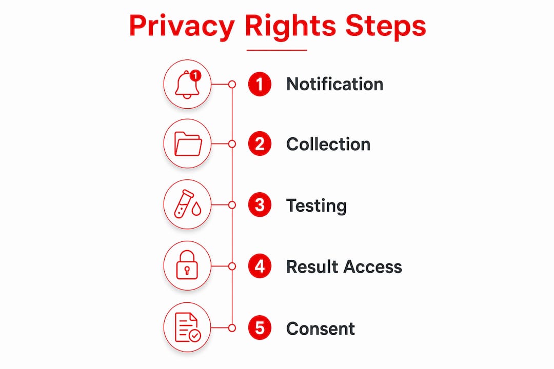 Infographic outlining drug testing privacy rights steps