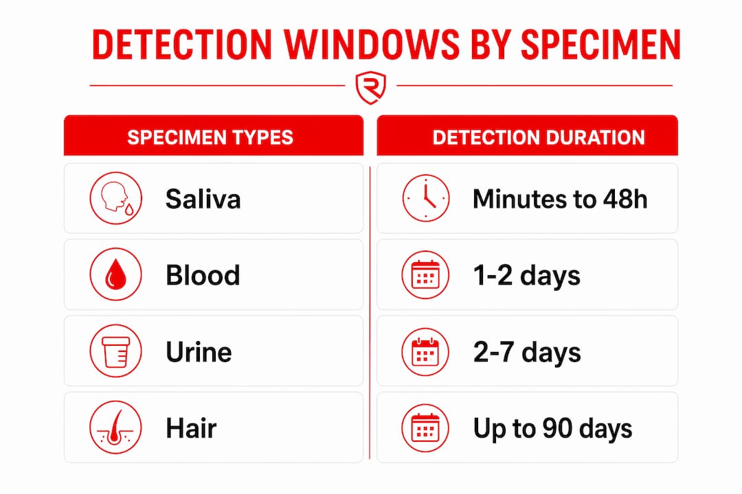 Infographic comparing detection windows by specimen type