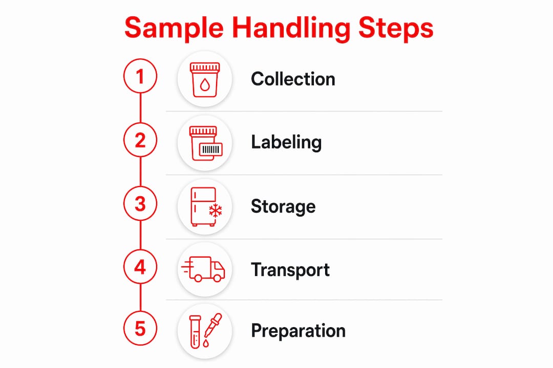 Infographic showing five key sample handling steps