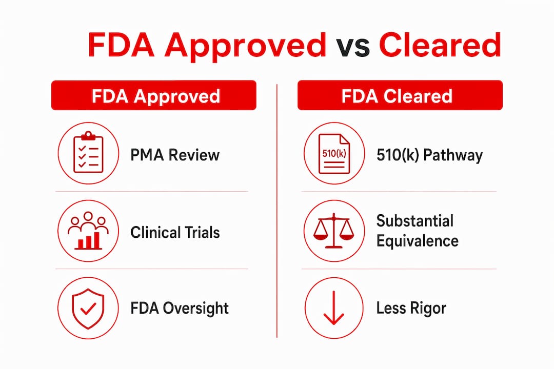 Infographic comparing FDA approved and cleared tests