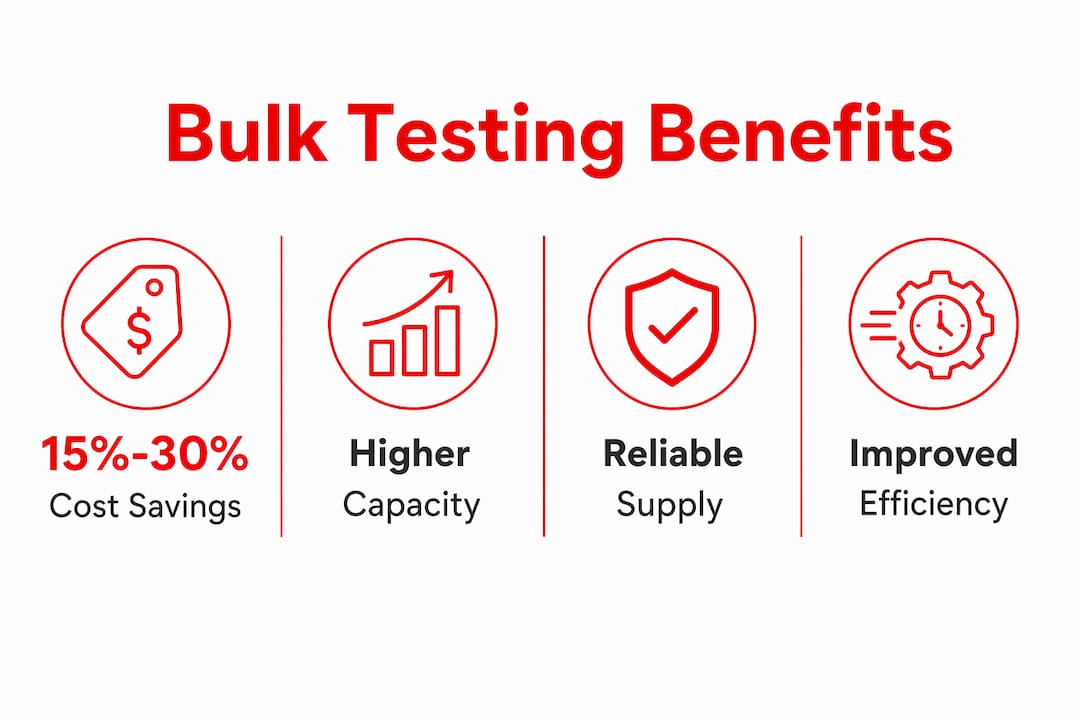 Infographic showing bulk testing benefits with key statistics