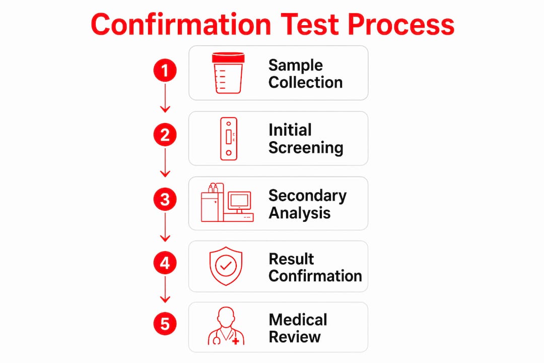 Infographic illustrating confirmation test process steps