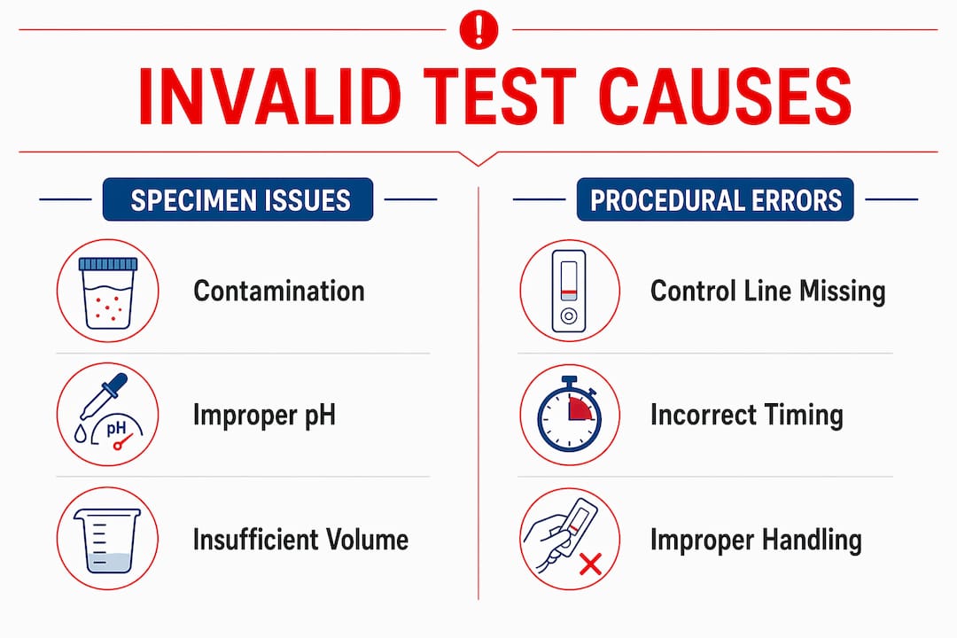 Infographic comparing specimen issues and procedural errors as invalid test causes