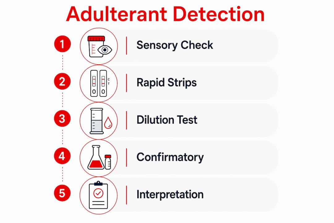 Infographic showing adulterant detection steps