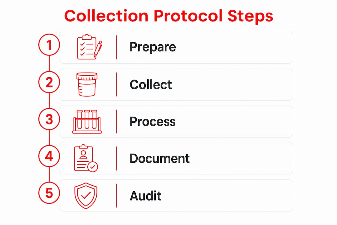 Infographic showing five key steps in collection protocols
