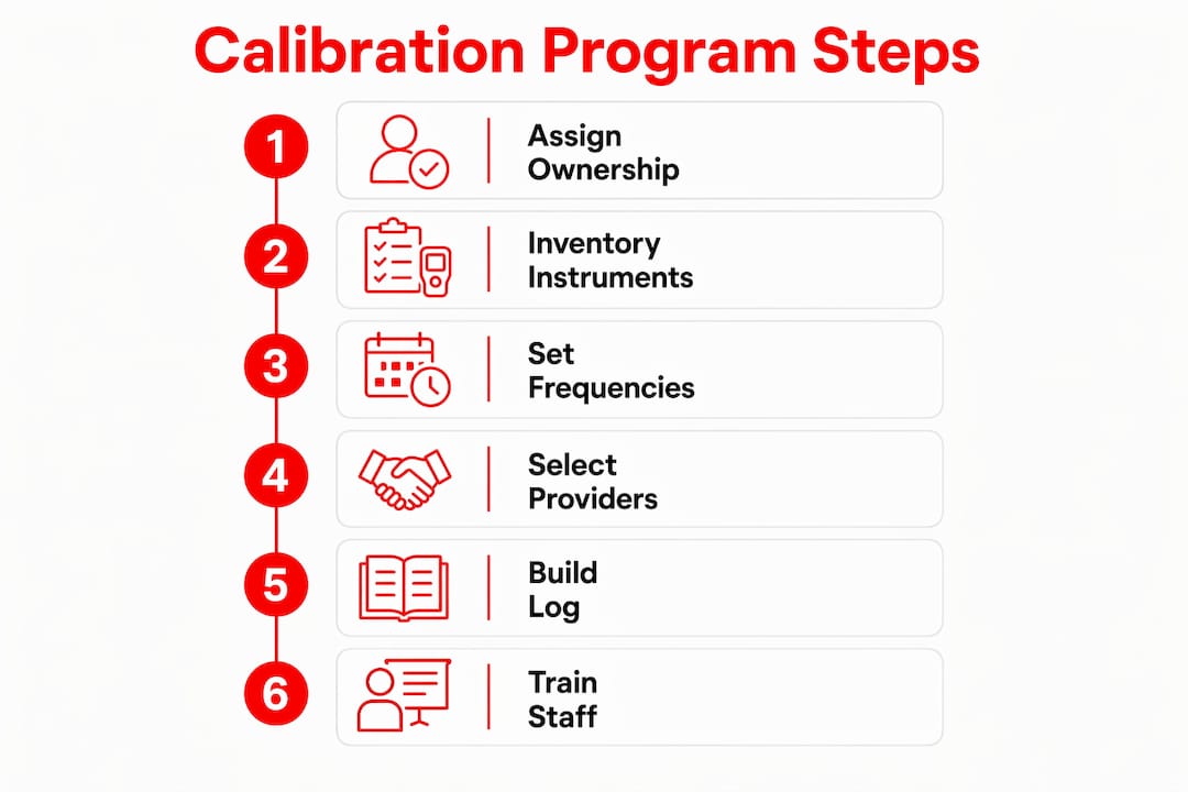 Infographic outlining calibration program steps