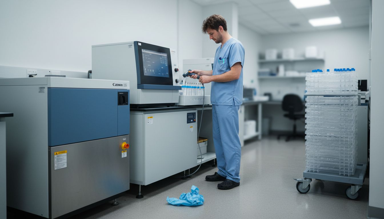 Wholesale Deals for Drug Test Supplies Lab technician scans labels in testing workflow