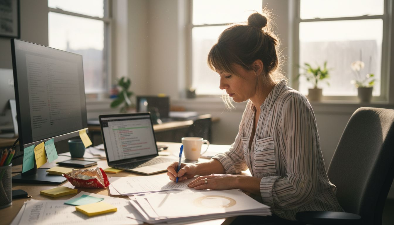 Editor reviewing AI-generated documents