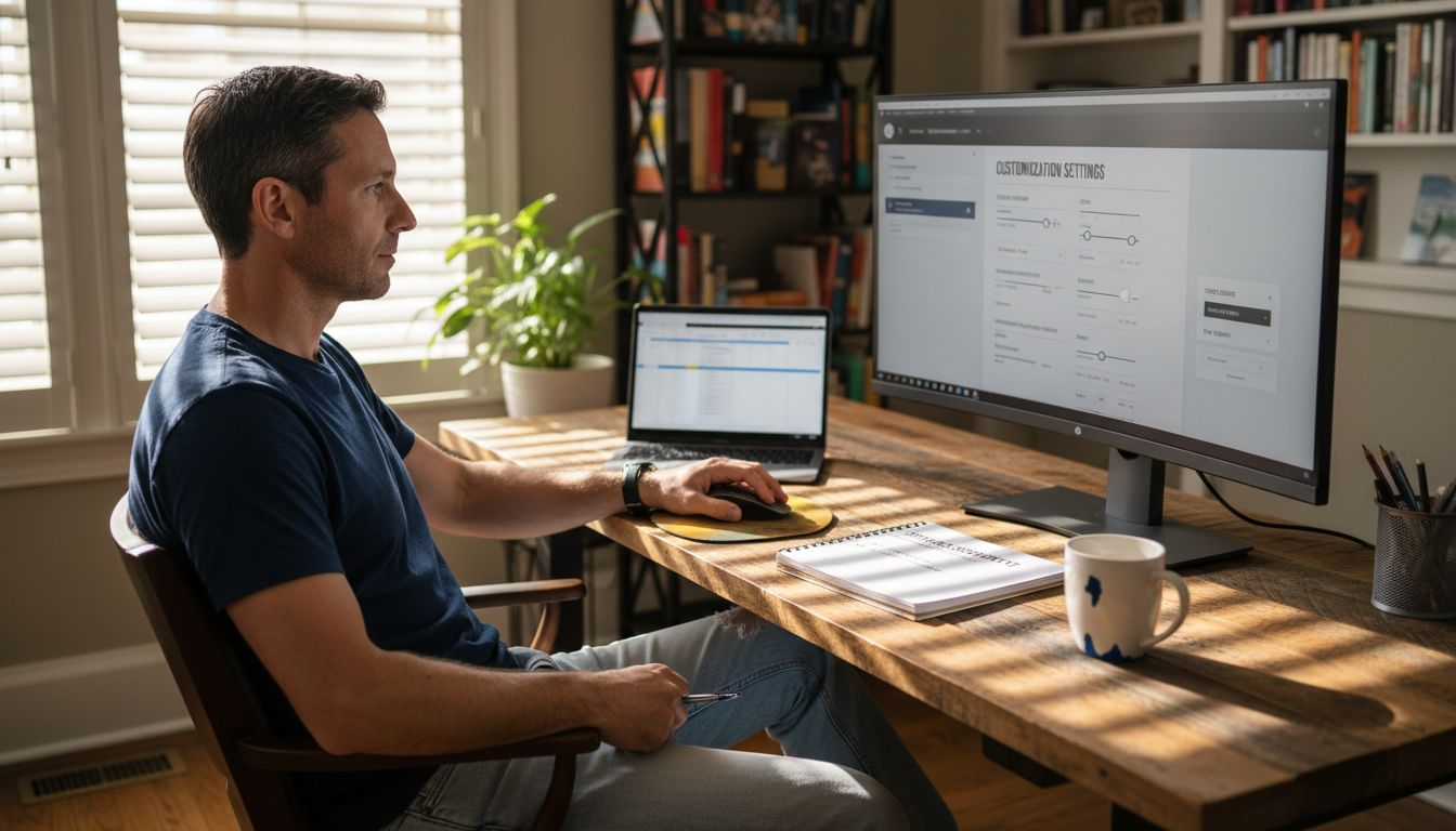 Writer adjusting customization settings document