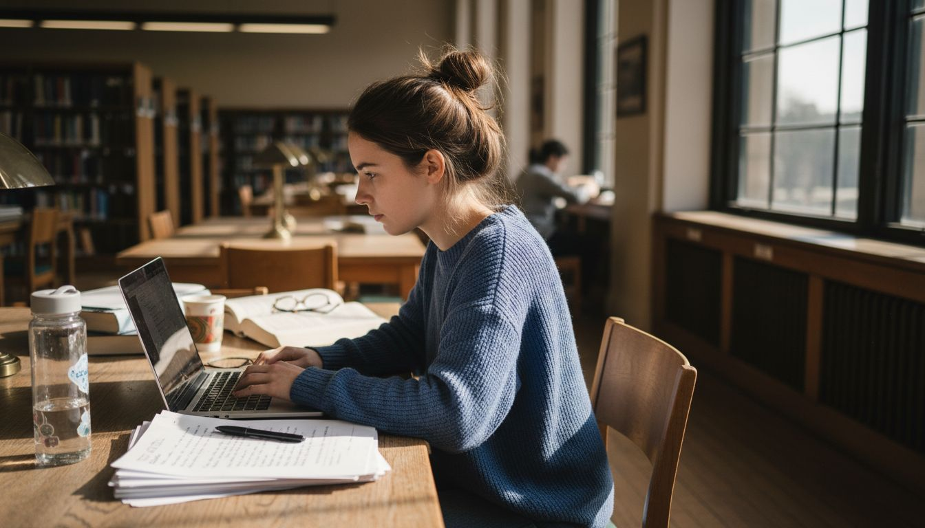 Student working on AI-powered academic writing