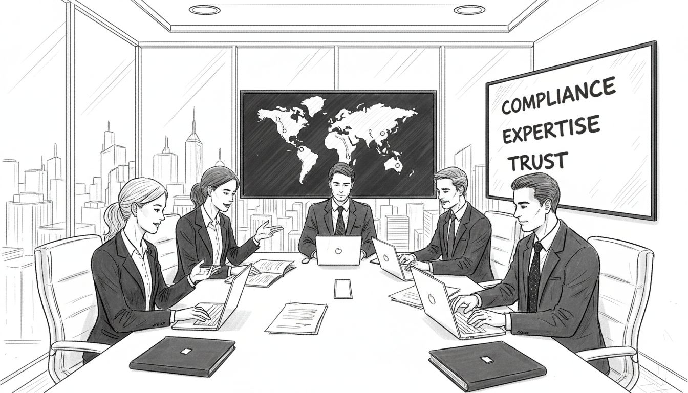 Financial advisers in global compliance meeting