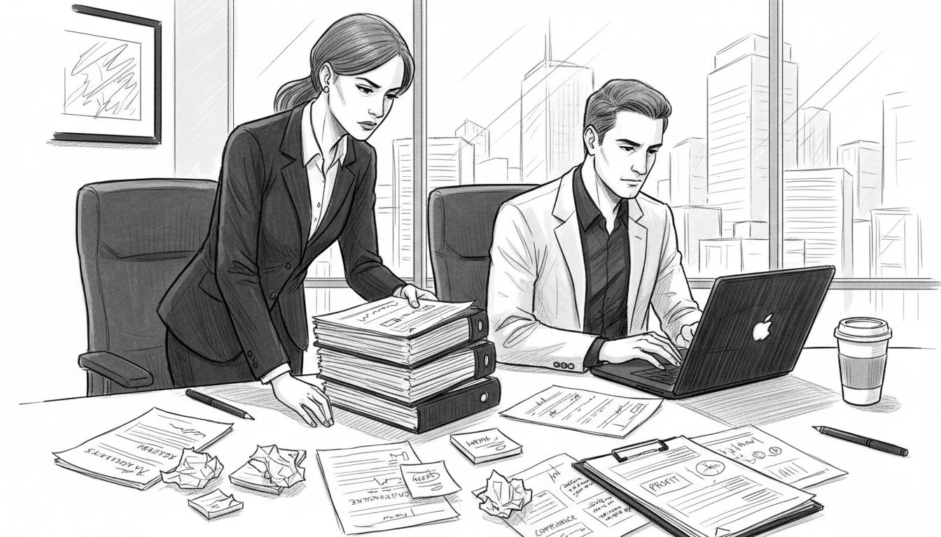 Professionals work on fiduciary compliance documents