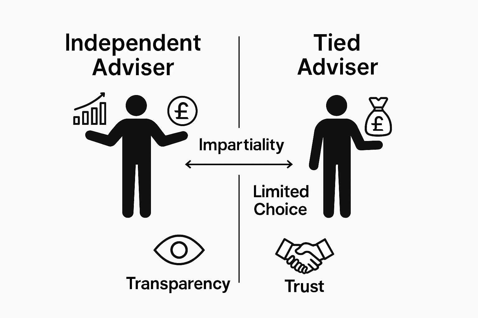 Infographic comparing independent and tied advisers