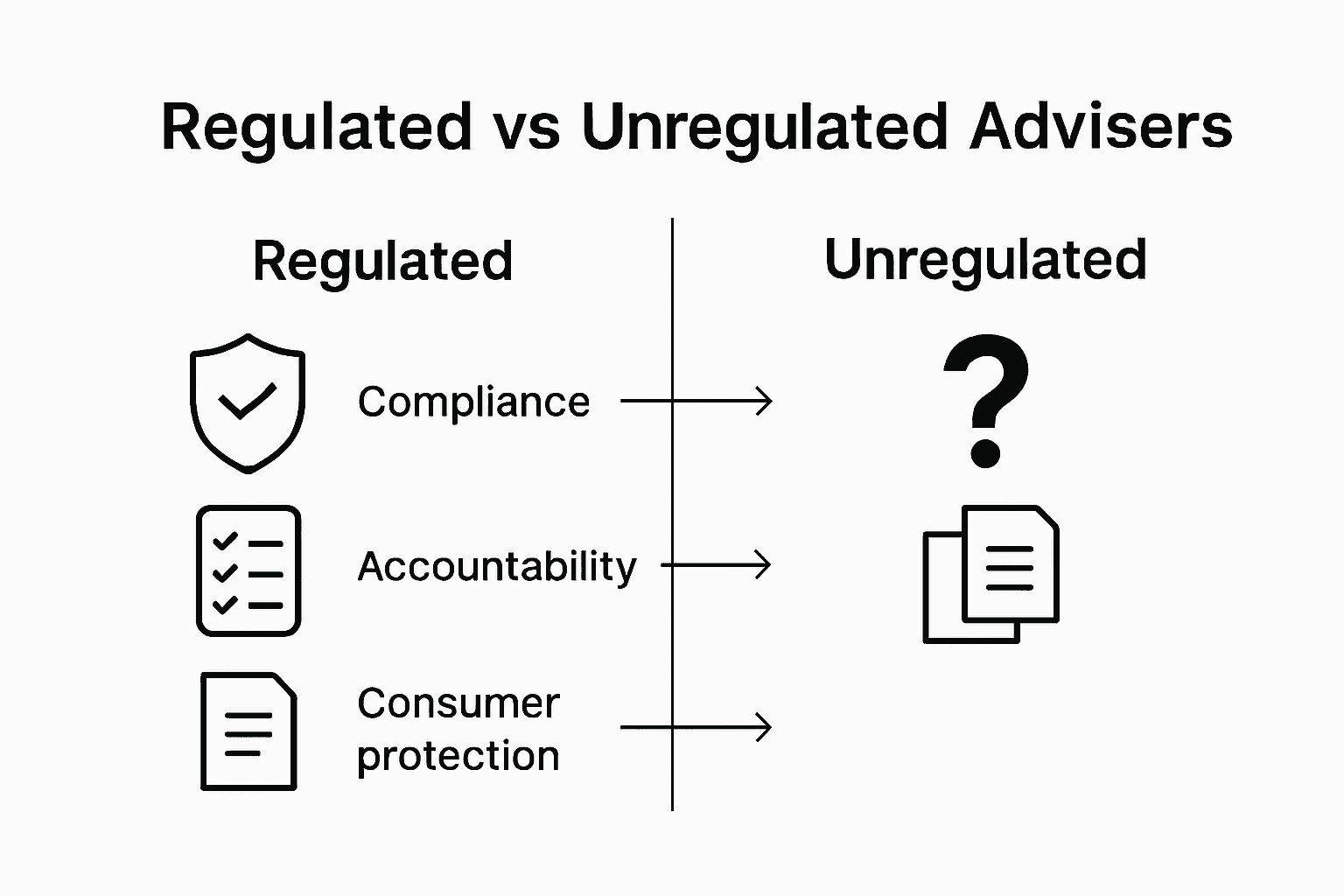 Infographic comparing regulated versus unregulated advisers